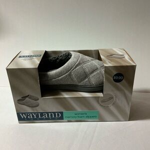 Wayland Square Gray Memory Foam Slippers